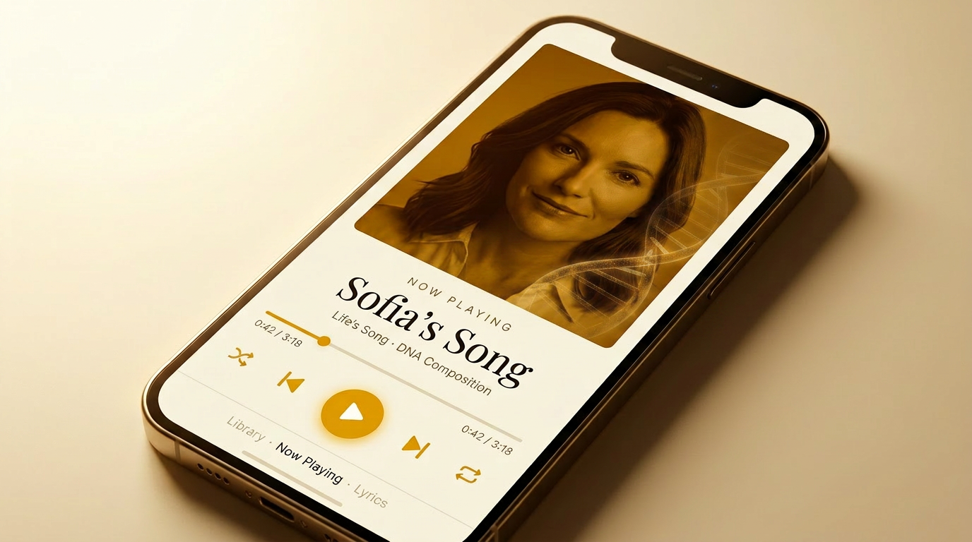 Life's Song digital music player on a phone