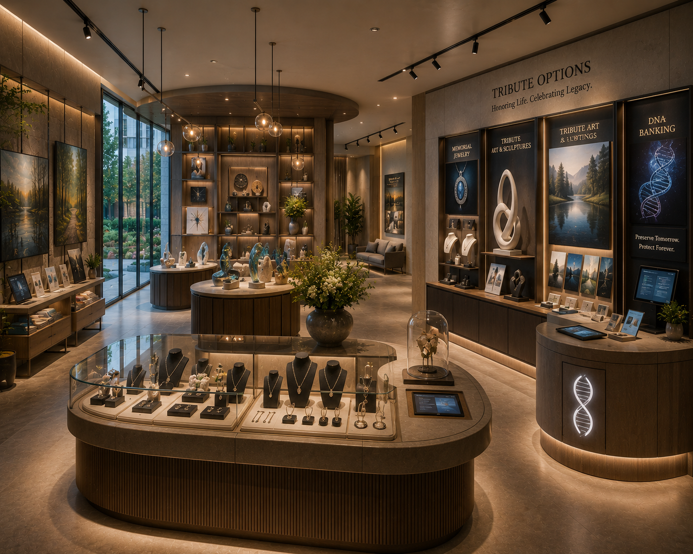 A curated shop of tribute art, memorial jewelry and keepsakes