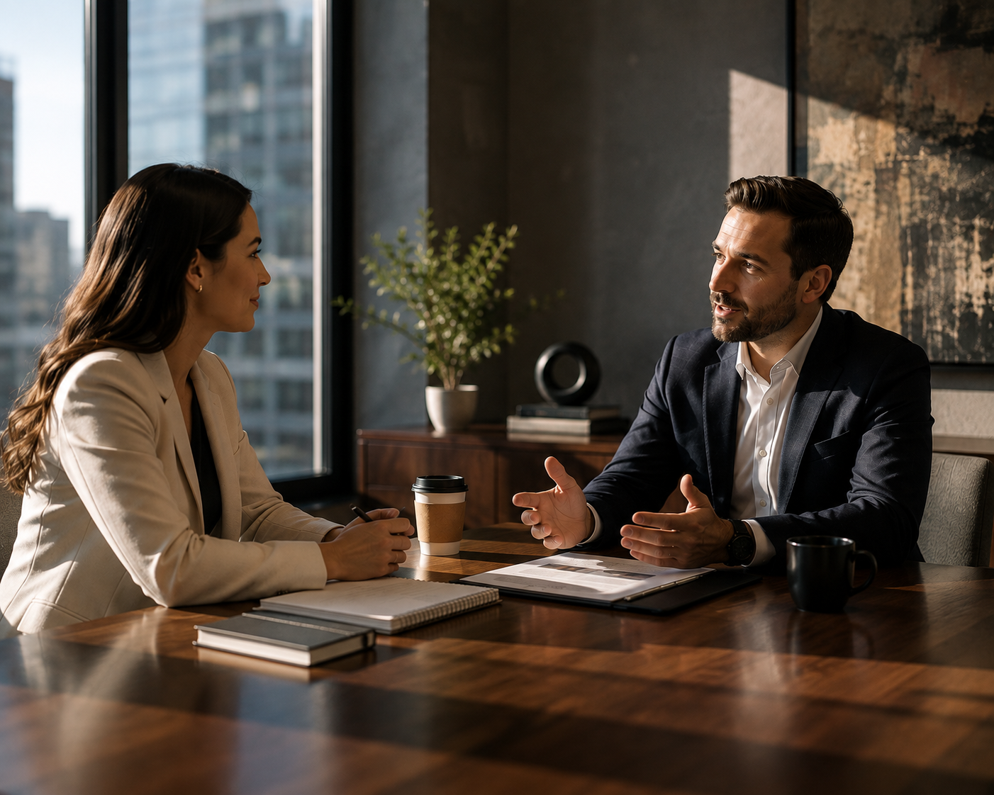 Two service partners discussing a project