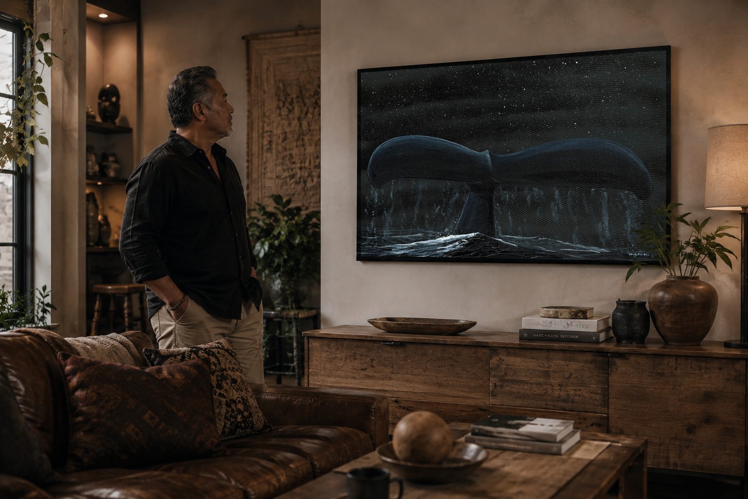 A Wyland painting displayed in a family home