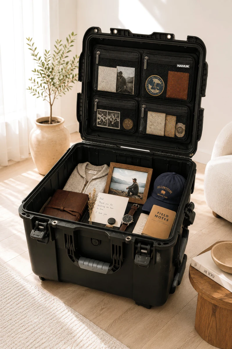Treasure Chest, shown open with example keepsakes.