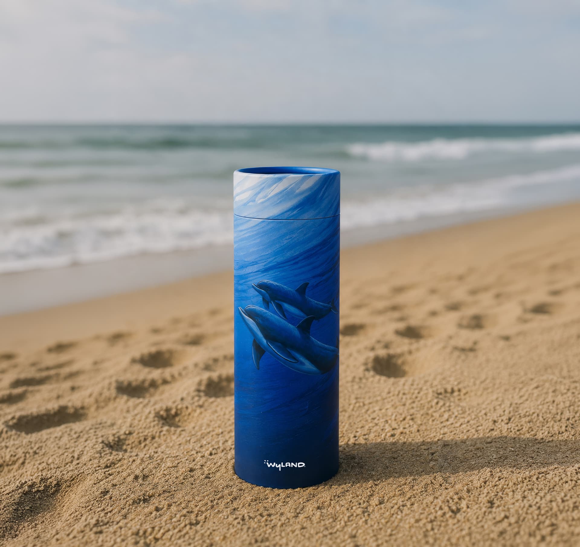Illustrated scattering tube with an ocean design