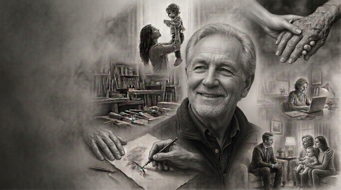 A memorial artwork surrounded by families, artists, makers, funeral professionals and technology partners