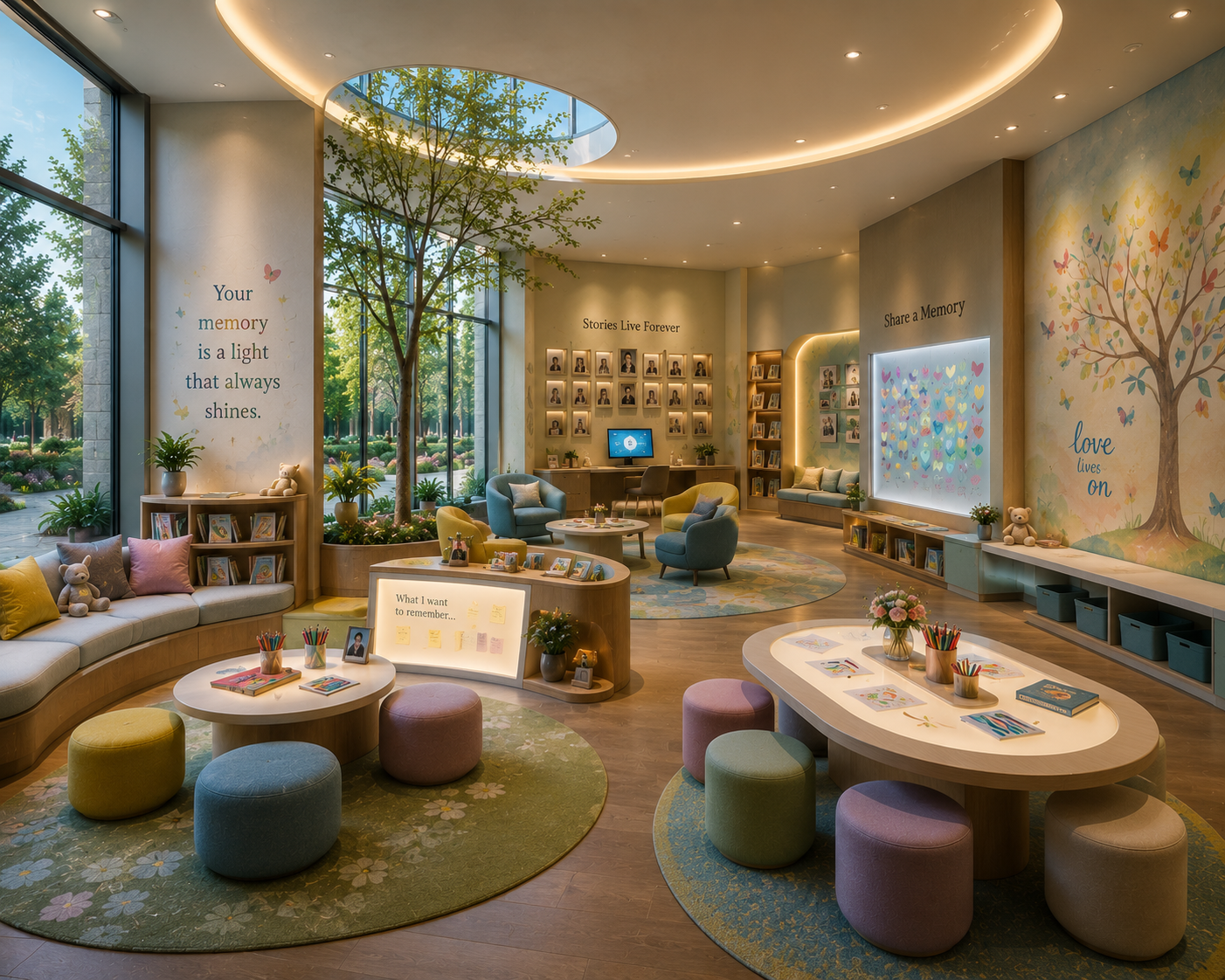 A bright, gentle space where children draw, read and share memories
